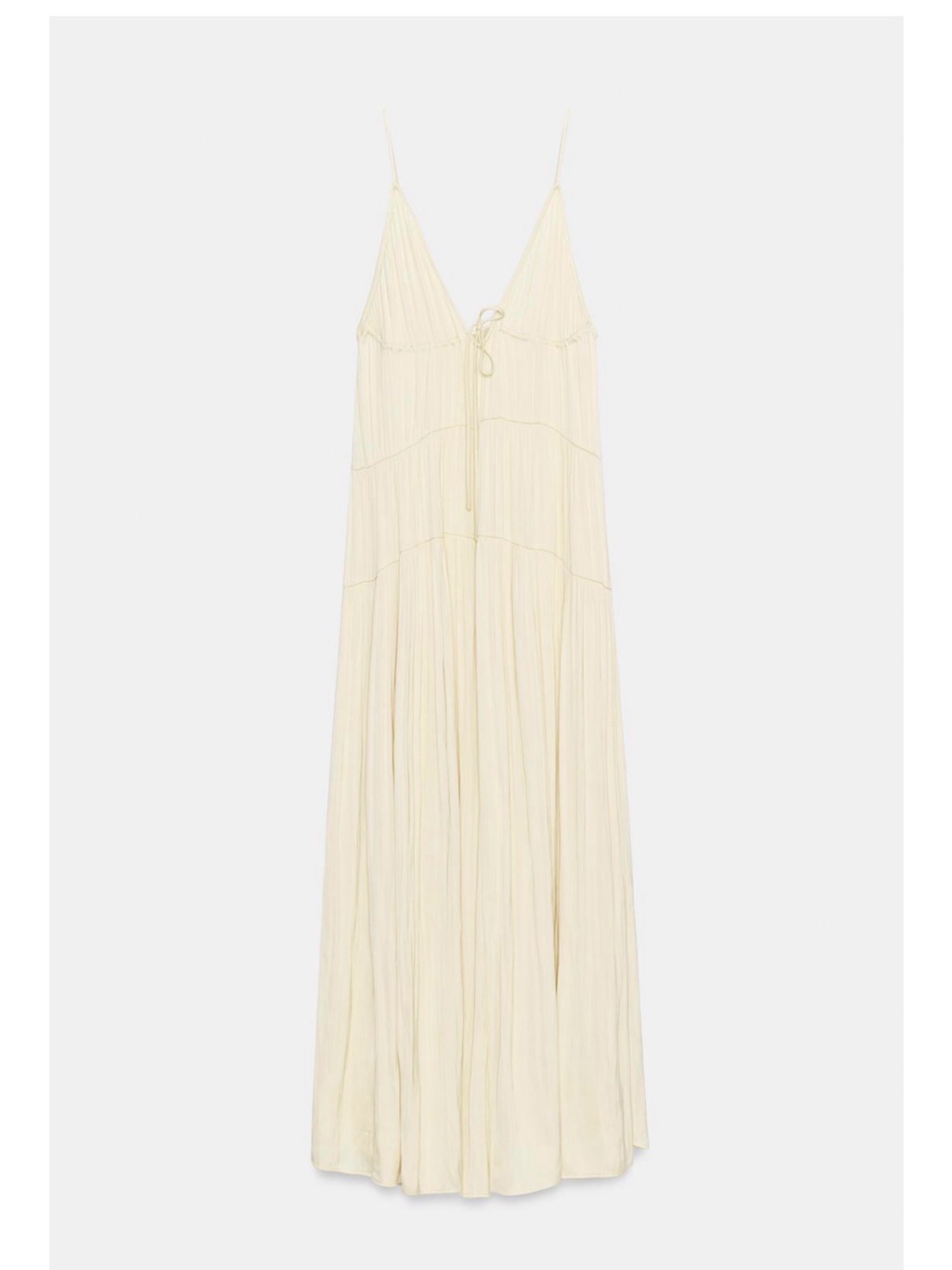 Zara Cream Tiered Spaghetti-Strap Maxi Dress